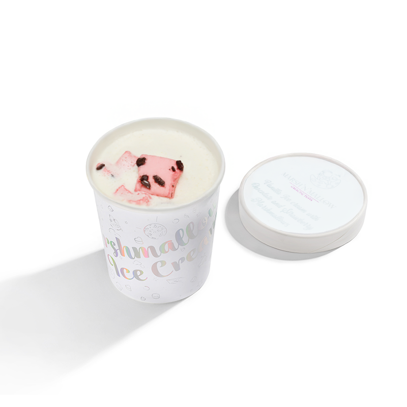 Vanilla ice cream with Gourmet Chocolate Marshmallows and Strawberry Marshmallows